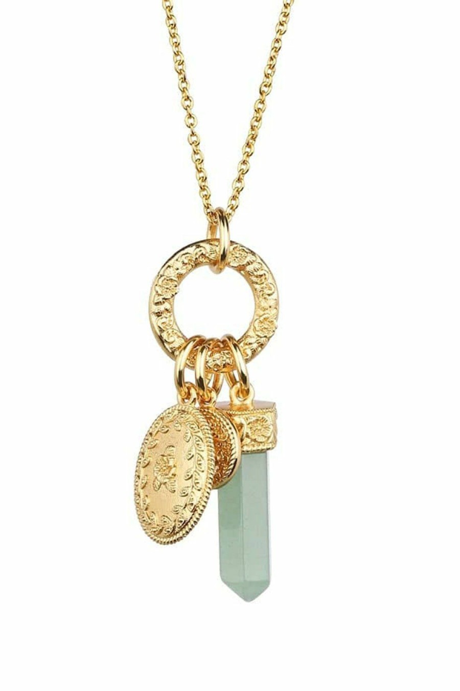 Jewellery Newbridge Silverware Jewellery  | Gold Plated Pendant With Green Aventurine Charm